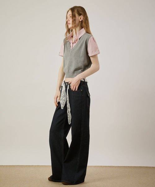 hazyl(ヘイジル)の「Vest layered top/ベストレイヤードトップス(シャツ/ブラウス・レディース・ネイビー/グレー・フリー)」の13枚目の写真