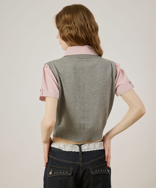 hazyl(ヘイジル)の「Vest layered top/ベストレイヤードトップス(シャツ/ブラウス・レディース・ネイビー/グレー・フリー)」の9枚目の写真
