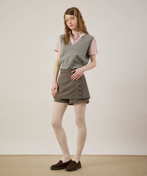 hazyl(ヘイジル)の「Vest layered top/ベストレイヤードトップス(シャツ/ブラウス・レディース・ネイビー/グレー・フリー)」の15枚目の写真