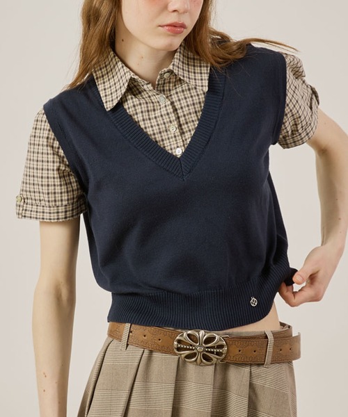 hazyl(ヘイジル)の「Vest layered top/ベストレイヤードトップス(シャツ/ブラウス・レディース・ネイビー/グレー・フリー)」の21枚目の写真