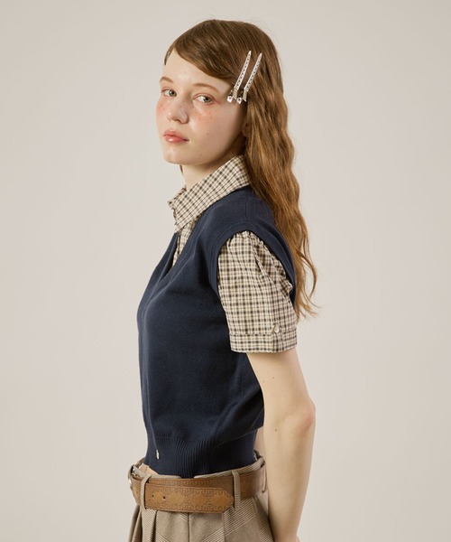 hazyl(ヘイジル)の「Vest layered top/ベストレイヤードトップス(シャツ/ブラウス・レディース・ネイビー/グレー・フリー)」の20枚目の写真