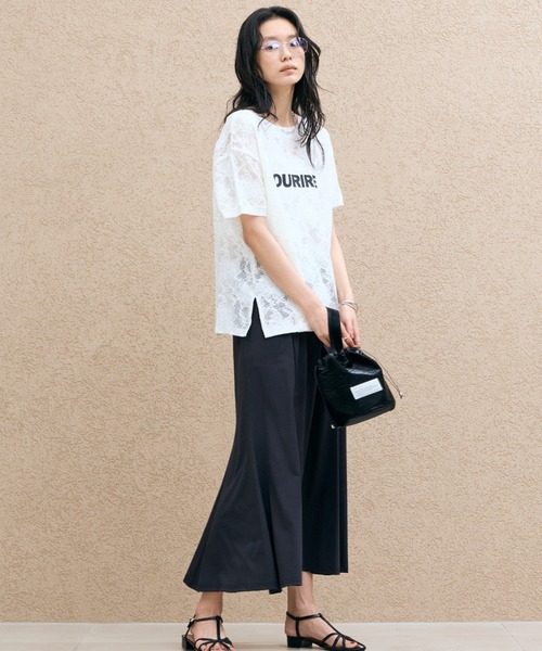 Doux archives(ドゥアルシーヴ)の「ロゴレースTOPS(シャツ/ブラウス・レディース・オフホワイト/ブラック・FREE)」の4枚目の写真