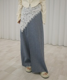 Ameri(�A����)��MELANGE STRAIGHT SKIRT WITH LACE SCARF(�X�J�[�g)