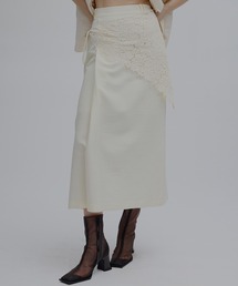 Ameri（アメリ）の「MELANGE STRAIGHT SKIRT WITH LACE SCARF（スカート）」