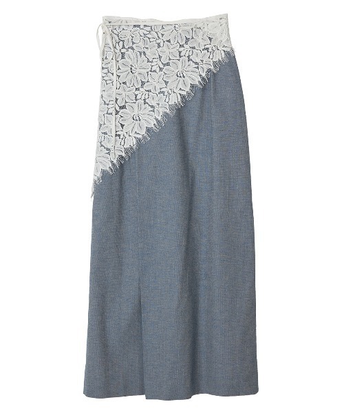 Ameri(アメリ)の「MELANGE STRAIGHT SKIRT WITH LACE SCARF(スカート・レディース・ブルー/アイボリー・SMALL/MEDIUM)」の17枚目の写真