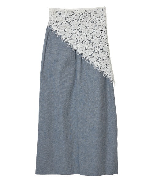 Ameri(アメリ)の「MELANGE STRAIGHT SKIRT WITH LACE SCARF(スカート・レディース・ブルー/アイボリー・SMALL/MEDIUM)」の21枚目の写真