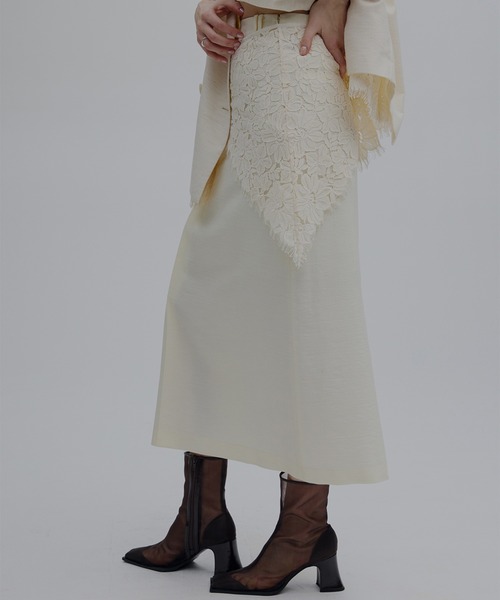 Ameri(アメリ)の「MELANGE STRAIGHT SKIRT WITH LACE SCARF(スカート・レディース・ブルー/アイボリー・SMALL/MEDIUM)」の5枚目の写真
