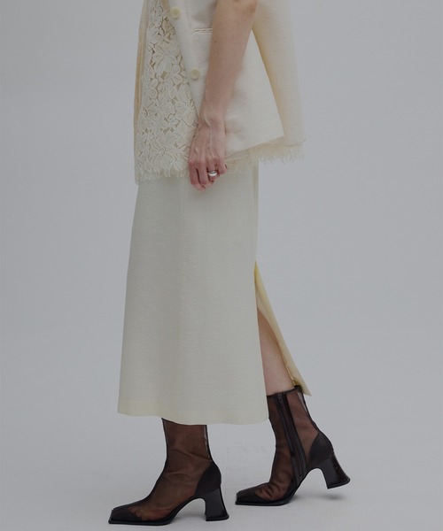 MELANGE STRAIGHT SKIRT WITH LACE SCARF（スカート）｜Ameri（アメリ