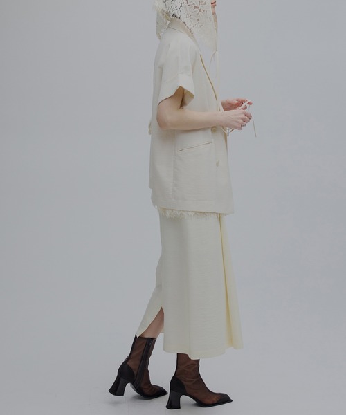 Ameri(アメリ)の「MELANGE STRAIGHT SKIRT WITH LACE SCARF(スカート・レディース・ブルー/アイボリー・SMALL/MEDIUM)」の7枚目の写真