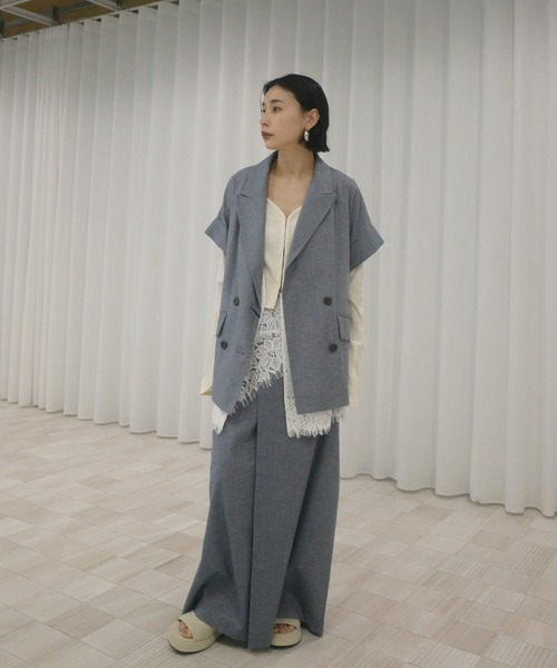 Ameri(アメリ)の「MELANGE STRAIGHT SKIRT WITH LACE SCARF(スカート・レディース・ブルー/アイボリー・SMALL/MEDIUM)」の9枚目の写真