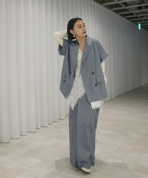 Ameri(アメリ)の「MELANGE STRAIGHT SKIRT WITH LACE SCARF(スカート・レディース・ブルー/アイボリー・SMALL/MEDIUM)」の10枚目の写真