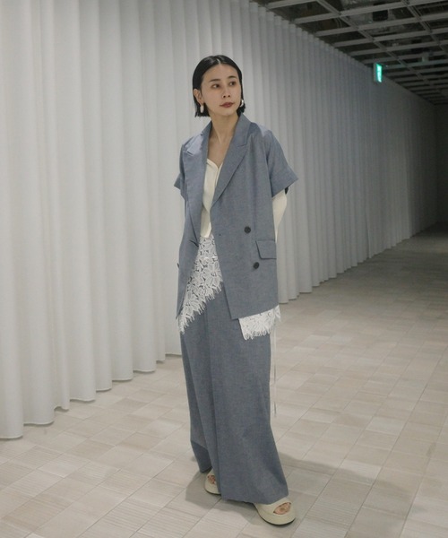 Ameri(アメリ)の「MELANGE STRAIGHT SKIRT WITH LACE SCARF(スカート・レディース・ブルー/アイボリー・SMALL/MEDIUM)」の11枚目の写真