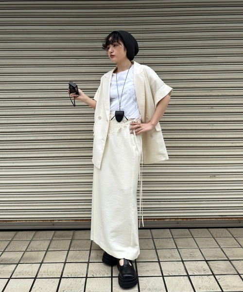 Ameri(アメリ)の「MELANGE STRAIGHT SKIRT WITH LACE SCARF(スカート・レディース・ブルー/アイボリー・SMALL/MEDIUM)」の14枚目の写真