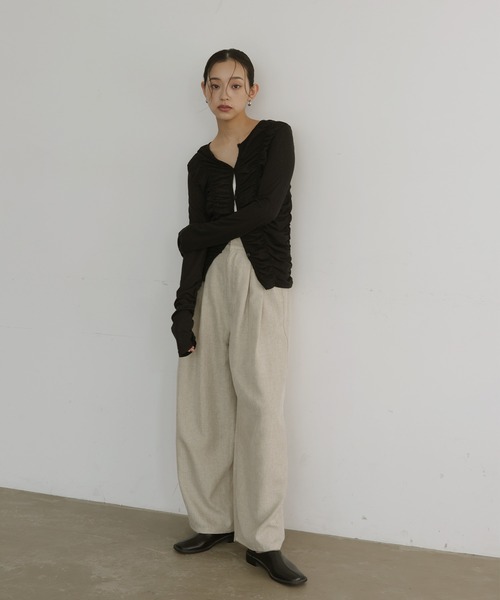 hellam(へラム)の「フロントギャザートップス(Tシャツ/カットソー・レディース・ブラック/ブルー/グレー/ホワイト・FREE)」の7枚目の写真