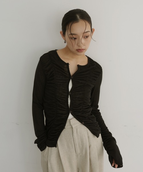hellam(へラム)の「フロントギャザートップス(Tシャツ/カットソー・レディース・ブラック/ブルー/グレー/ホワイト・FREE)」の8枚目の写真