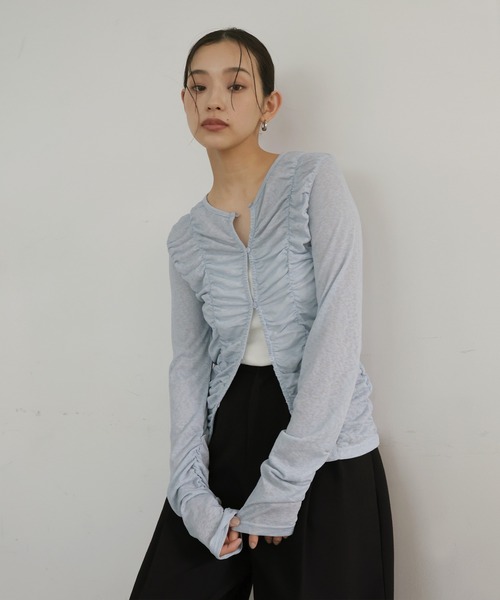 hellam(へラム)の「フロントギャザートップス(Tシャツ/カットソー・レディース・ブラック/ブルー/グレー/ホワイト・FREE)」の15枚目の写真