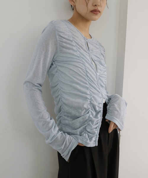 hellam(へラム)の「フロントギャザートップス(Tシャツ/カットソー・レディース・ブラック/ブルー/グレー/ホワイト・FREE)」の17枚目の写真