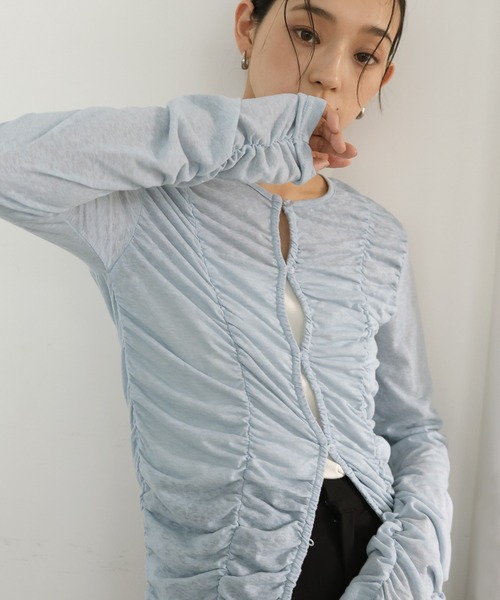 hellam(へラム)の「フロントギャザートップス(Tシャツ/カットソー・レディース・ブラック/ブルー/グレー/ホワイト・FREE)」の19枚目の写真