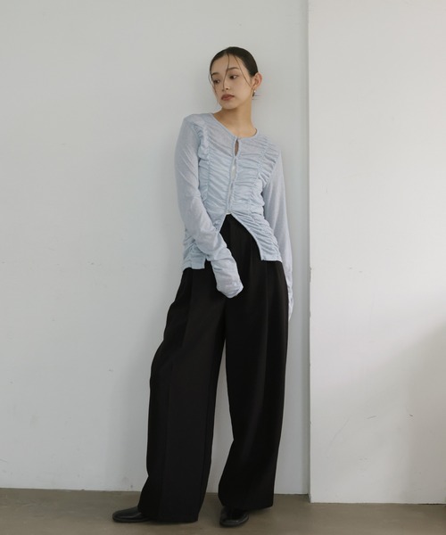 hellam(へラム)の「フロントギャザートップス(Tシャツ/カットソー・レディース・ブラック/ブルー/グレー/ホワイト・FREE)」の20枚目の写真