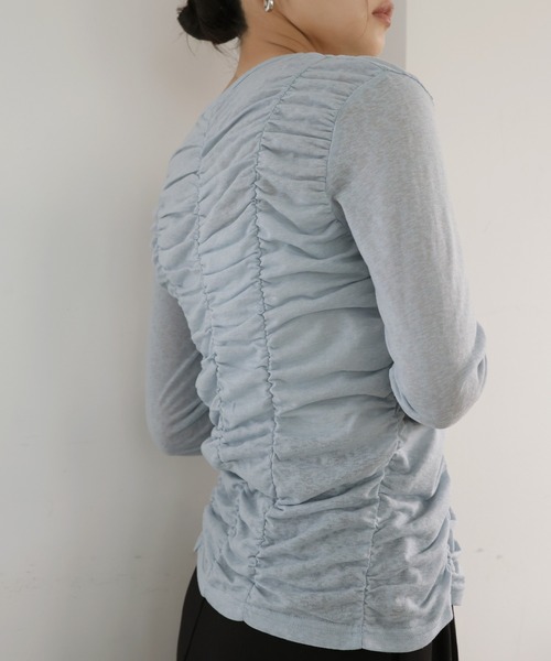 hellam(へラム)の「フロントギャザートップス(Tシャツ/カットソー・レディース・ブラック/ブルー/グレー/ホワイト・FREE)」の22枚目の写真