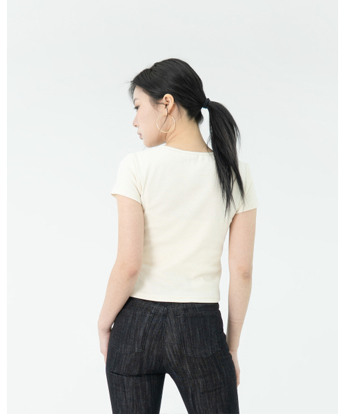 PHOS333(フォースサンサンサン)の「W Slim Fit Slit T-Shirt/Cream(Tシャツ/カットソー・レディース・その他・FREE)」の8枚目の写真