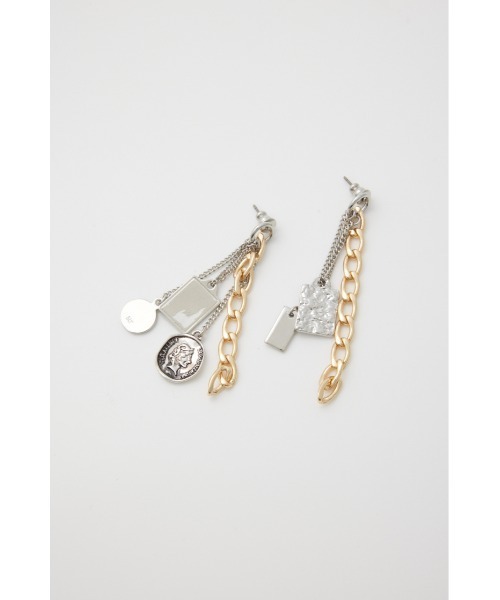 SLY（スライ）の「MANY CHARM CHAIN P/EARRING メニーチャームチェーンピアス（ピアス（両耳用）・レディース・マルチ・FREE）」の2枚目の写真