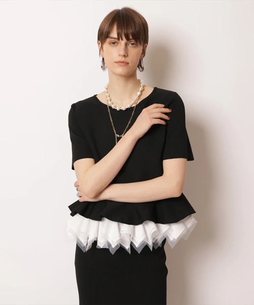CADUNE(カデュネ)の「オリガミフリルププラムニット(ニット/セーター・レディース・ホワイト/ネイビー/ブラック・38)」の5枚目の写真
