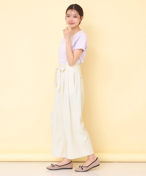 index(インデックス)の「リボンベルト付カラーワイドパンツ【洗濯機OK】(その他パンツ・レディース・ベージュ/チャコールグレー/アイボリー・40/38/36)」の9枚目の写真