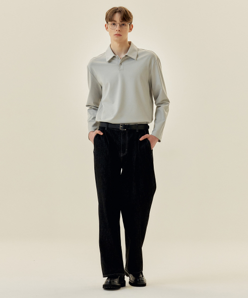 MINDBRIDGE（マインドブリッジ）の「[スーピマ]カラーTシャツ - 2色（ポロシャツ・メンズ・ライトグレー/ダークグレー・110/105/100/95）」の3枚目の写真