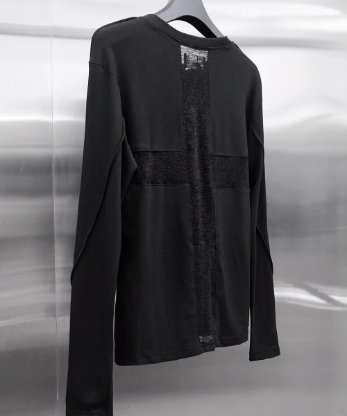 RICH(リッチ)の「【RICH】Riveted Cross Slim Longsleeve / 【リッチ】シースルークロス長袖Tシャツ(Tシャツ/カットソー・メンズ・ブラック・02/01)」の5枚目の写真
