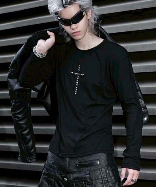 RICH(リッチ)の「【RICH】Riveted Cross Slim Longsleeve / 【リッチ】シースルークロス長袖Tシャツ(Tシャツ/カットソー・メンズ・ブラック・02/01)」の13枚目の写真