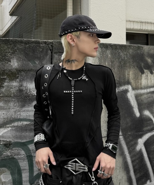 RICH(リッチ)の「【RICH】Riveted Cross Slim Longsleeve / 【リッチ】シースルークロス長袖Tシャツ(Tシャツ/カットソー・メンズ・ブラック・02/01)」の20枚目の写真