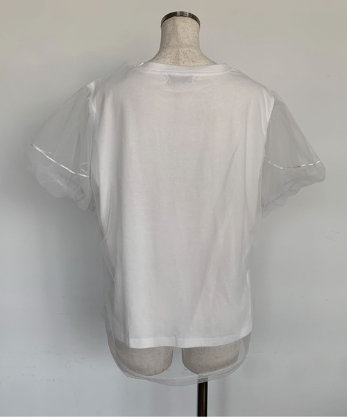 Maison Calme(メゾンカルム)の「【26年春夏新作】チュールドッキングボリューム袖無地カットソー(Tシャツ/カットソー・レディース・ホワイト/ブラック・F)」の11枚目の写真