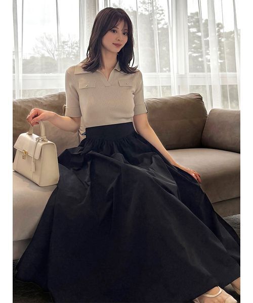 SNIDEL（スナイデル）の「スキッパーニットドッキング（ワンピース・レディース・ミント/ベージュ/ホワイト・0/1）」の20枚目の写真