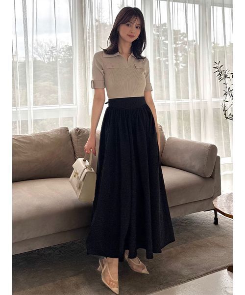 SNIDEL（スナイデル）の「スキッパーニットドッキング（ワンピース・レディース・ミント/ベージュ/ホワイト・0/1）」の19枚目の写真