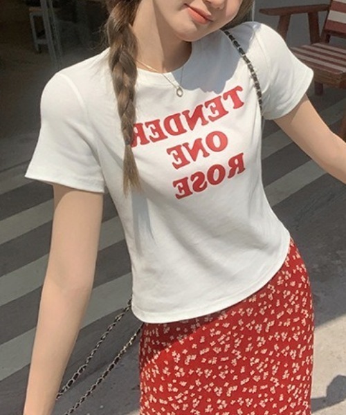 Vipoa(ヴィポア)の「メッセージプリントカットソー(Tシャツ/カットソー・レディース・グレー/レッド/ホワイト・FREE)」の4枚目の写真