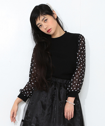 CAROLINA GLASER | CAROLINA GLASER / ドットシフォン袖 プルオーバー(その他トップス)