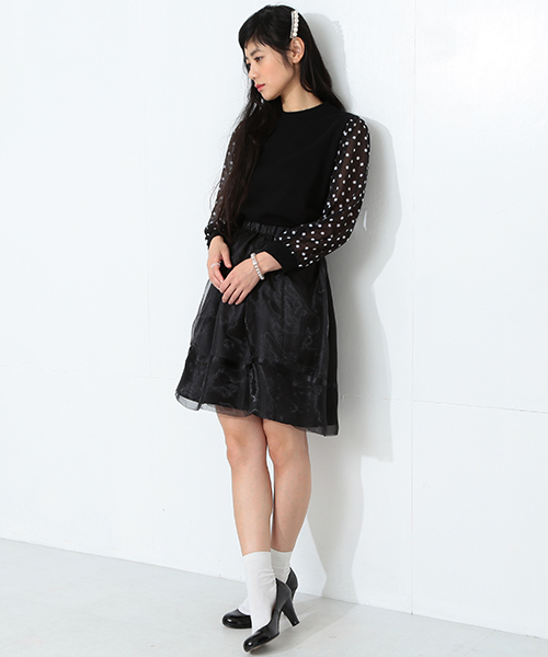 CAROLINA GLASER(カロリナ グレイサー)の「CAROLINA GLASER / ドットシフォン袖 プルオーバー(その他トップス・レディース・オフホワイト/ブラック・ONE SIZE)」の13枚目の写真