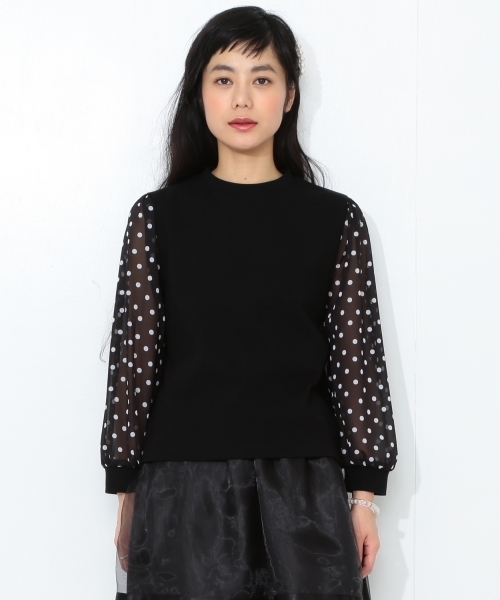 CAROLINA GLASER(カロリナ グレイサー)の「CAROLINA GLASER / ドットシフォン袖 プルオーバー(その他トップス・レディース・オフホワイト/ブラック・ONE SIZE)」の15枚目の写真