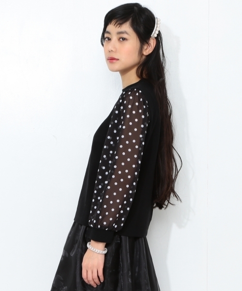 CAROLINA GLASER(カロリナ グレイサー)の「CAROLINA GLASER / ドットシフォン袖 プルオーバー(その他トップス・レディース・オフホワイト/ブラック・ONE SIZE)」の16枚目の写真