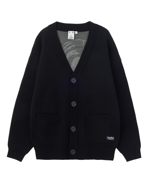 X-girl(エックスガール)の「FACE BACK JACQUARD KNIT CARDIGAN(カーディガン/ボレロ・レディース・ネイビー/ブラック/オリーブ・ONE SIZE)」の4枚目の写真