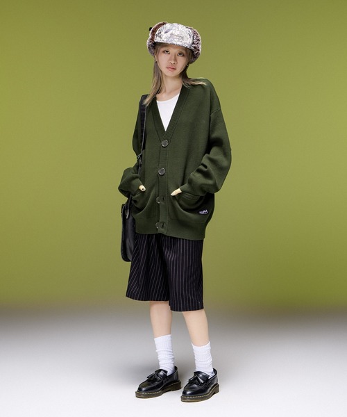 X-girl(エックスガール)の「FACE BACK JACQUARD KNIT CARDIGAN(カーディガン/ボレロ・レディース・ネイビー/ブラック/オリーブ・ONE SIZE)」の15枚目の写真