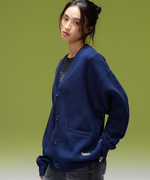 X-girl(エックスガール)の「FACE BACK JACQUARD KNIT CARDIGAN(カーディガン/ボレロ・レディース・ネイビー/ブラック/オリーブ・ONE SIZE)」の17枚目の写真