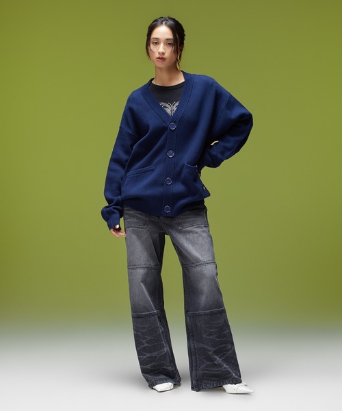 X-girl(エックスガール)の「FACE BACK JACQUARD KNIT CARDIGAN(カーディガン/ボレロ・レディース・ネイビー/ブラック/オリーブ・ONE SIZE)」の18枚目の写真