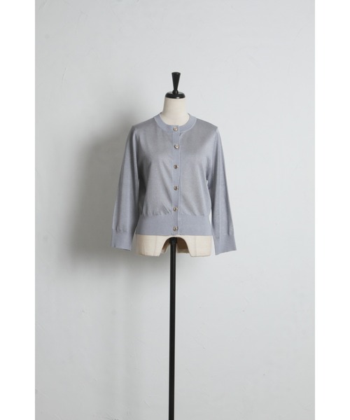 tocco closet(トッコ クローゼット)の「ゴールド釦ラメシアーニットカーディガン(カーディガン/ボレロ・レディース・ピンク/オフホワイト/グレイッシュブルー・M)」の20枚目の写真