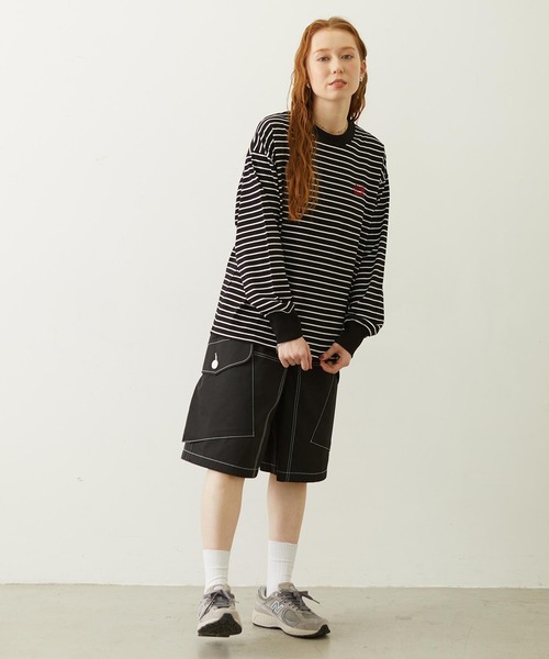 MILKFED.（ミルクフェド）の「STRIPED L/S TOP（Tシャツ/カットソー・レディース・ブラック/ピンク/ライトパープル・ONE SIZE）」の6枚目の写真