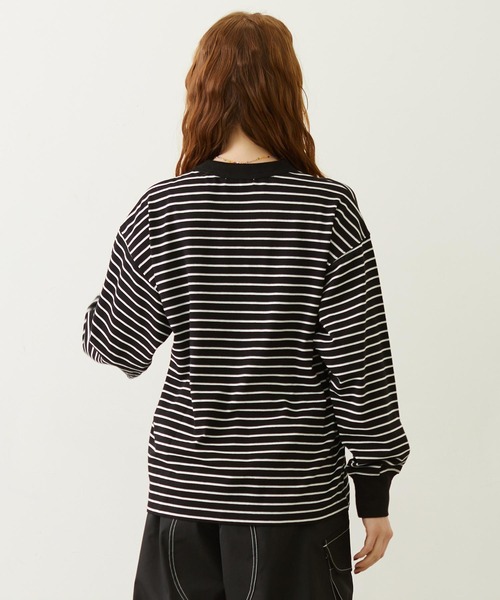 MILKFED.（ミルクフェド）の「STRIPED L/S TOP（Tシャツ/カットソー・レディース・ブラック/ピンク/ライトパープル・ONE SIZE）」の4枚目の写真