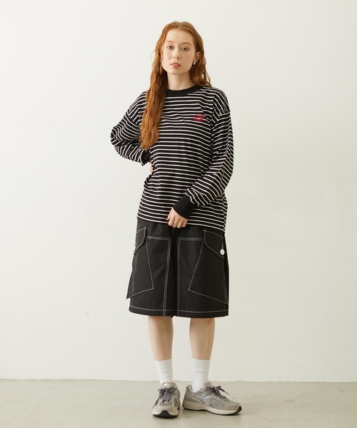 MILKFED.（ミルクフェド）の「STRIPED L/S TOP（Tシャツ/カットソー・レディース・ブラック/ピンク/ライトパープル・ONE SIZE）」の7枚目の写真