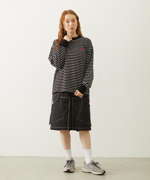 MILKFED.（ミルクフェド）の「STRIPED L/S TOP（Tシャツ/カットソー・レディース・ブラック/ピンク/ライトパープル・ONE SIZE）」の8枚目の写真