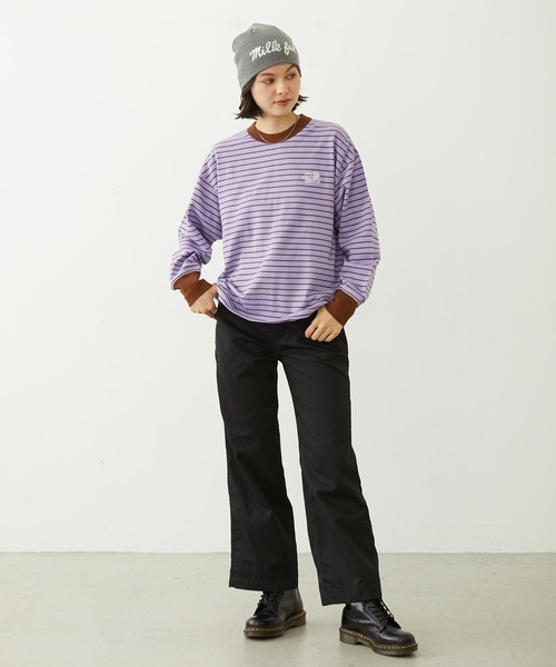 MILKFED.（ミルクフェド）の「STRIPED L/S TOP（Tシャツ/カットソー・レディース・ブラック/ピンク/ライトパープル・ONE SIZE）」の13枚目の写真